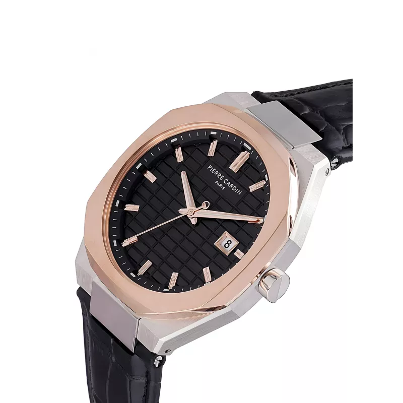 Pierre Cardin Reloj de hombre CF.1000.LB.1 42mm acero inoxidable cuarzo analógico esfera negra correa de piel