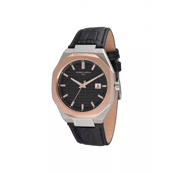 Pierre Cardin Reloj de hombre CF.1000.LB.1 42mm acero inoxidable cuarzo analógico esfera negra correa de piel