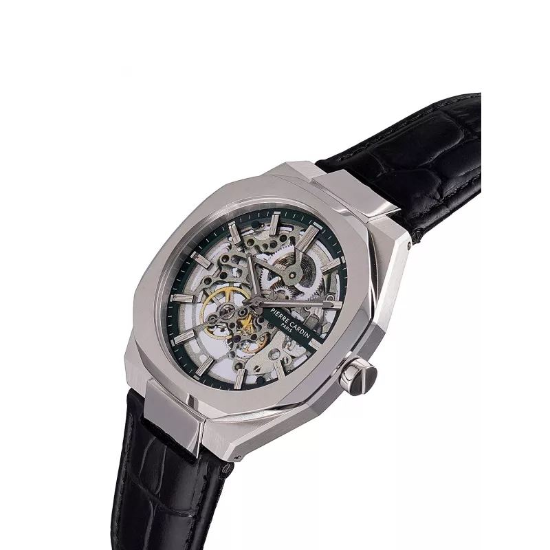 Pierre Cardin Reloj de hombre CF.1002.LB.4 42mm acero inoxidable cuarzo analógico esfera negra correa de piel