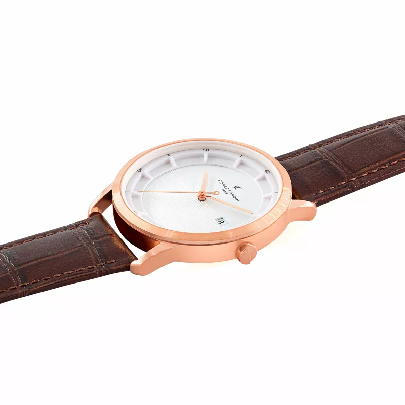 Pierre Cardin reloj de hombre CLC.6003 43mm acero inoxidable esfera negra correa de piel auténtica