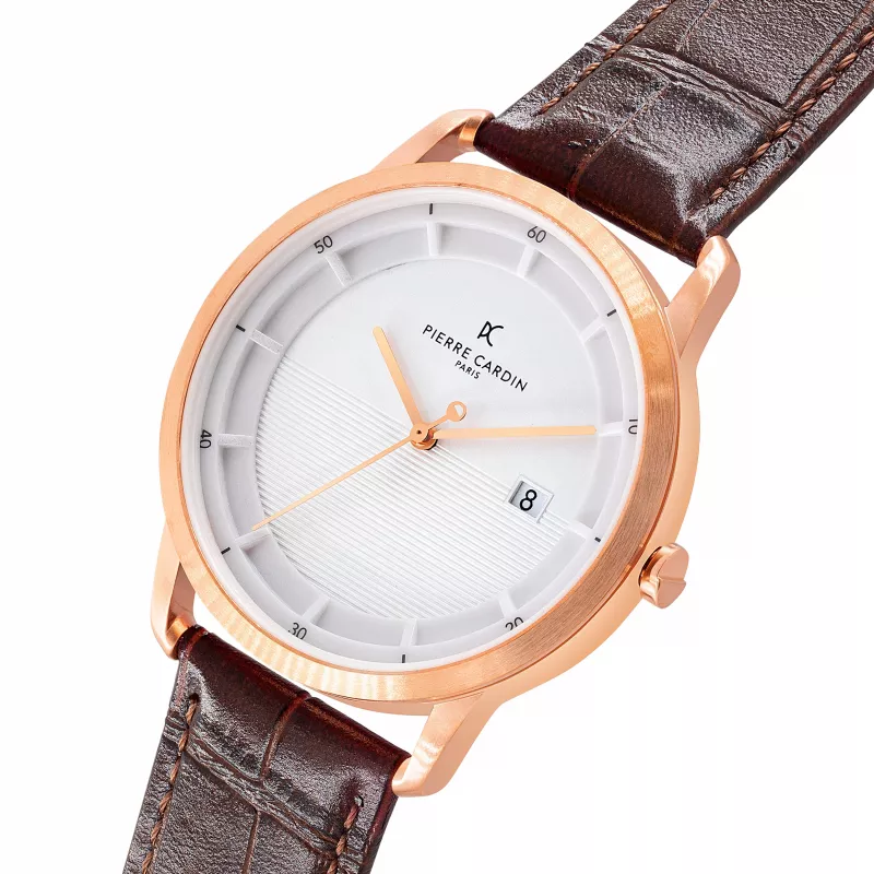 Pierre Cardin reloj de hombre CLC.6003 43mm acero inoxidable esfera negra correa de piel auténtica