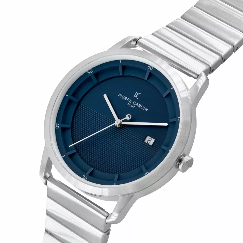 Reloj de hombre Pierre Cardin CLC.6005 43mm acero inoxidable cuarzo analógico esfera negra correa de piel