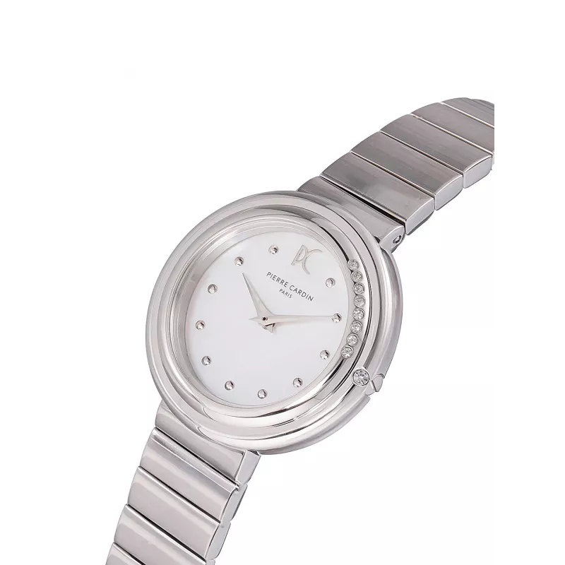 Pierre Cardin reloj de mujer analógico de cuarzo CF.1010.MS.1 32mm brazalete de malla milanesa de acero inoxidable plateado
