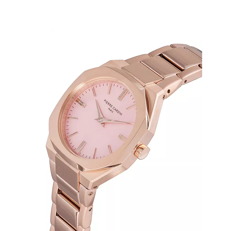 Reloj analógico de cuarzo de mujer Pierre Cardin CF.1008.MR 32mm malla de acero inoxidable color oro rosa