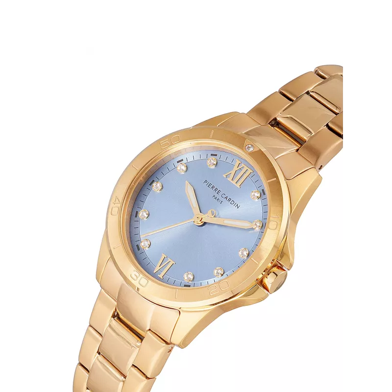 Pierre Cardin Reloj de mujer de cuarzo analógico CF.1009.MG.2 - 34mm Correa de malla de acero inoxidable tono oro