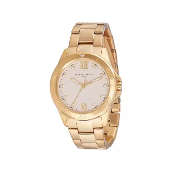 Reloj de pulsera de cuarzo de mujer Pierre Cardin CF.1009.MG 34mm acero inoxidable tono oro