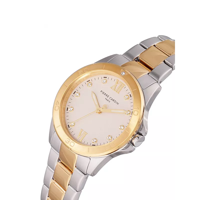 Pierre Cardin Reloj de pulsera de mujer de cuarzo CF.1009.MU - 34 mm Acero inoxidable con esfera de nácar