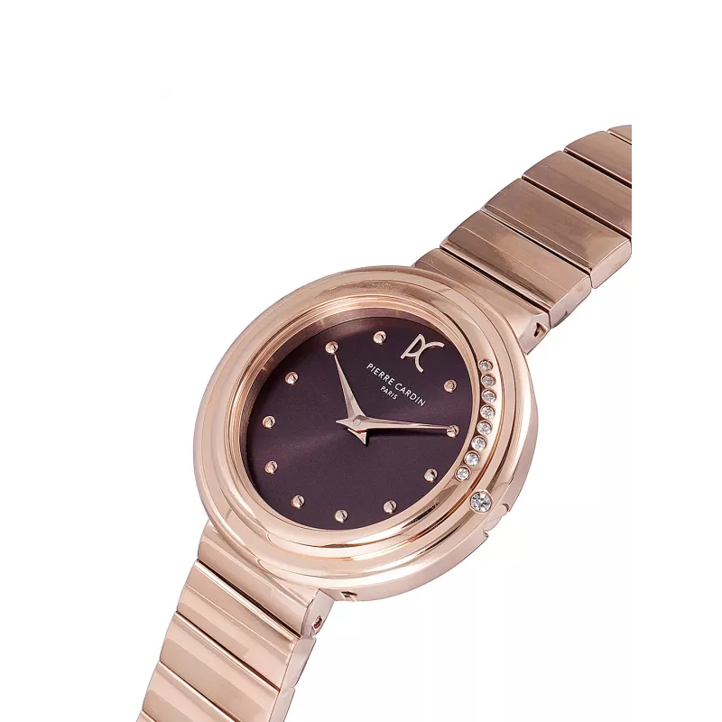 Pierre Cardin reloj de mujer analógico de cuarzo CF.1010.MR 32mm esfera plateada correa de piel negra