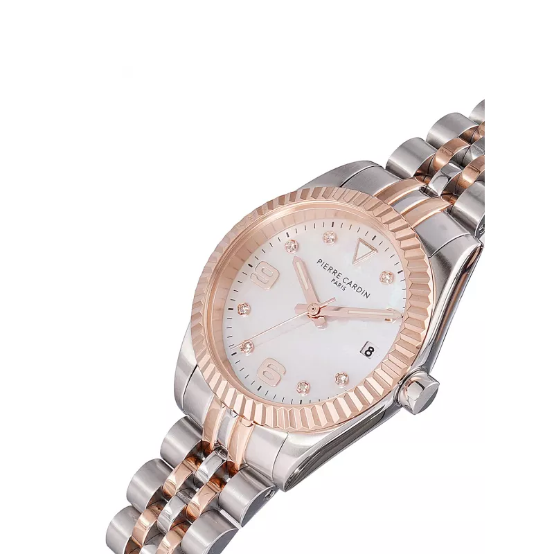 Pierre Cardin Reloj analógico de cuarzo de mujer CF.1012.MU (28mm) Plata Acero inoxidable correa milanesa