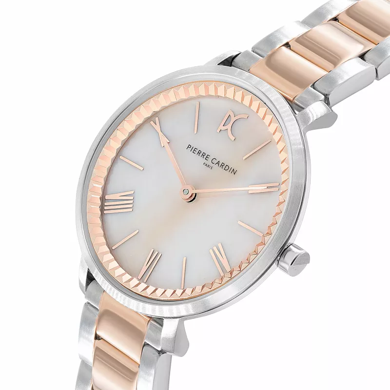 Pierre Cardin Reloj para mujer CBC.5006 32mm acero inoxidable cuarzo analógico esfera blanca piel negra