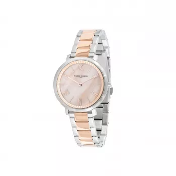 Pierre Cardin Reloj para mujer CBC.5006 32mm acero inoxidable cuarzo analógico esfera blanca piel negra