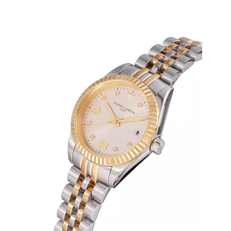 Pierre Cardin Reloj para mujer CF.1012.MU.4 28mm Correa de malla de acero inoxidable Esfera plateada
