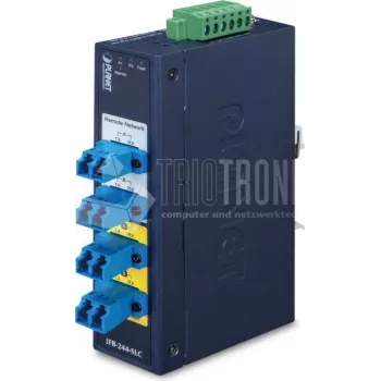 PLANET IFB-244-SLC Convertidor de medios industrial serie a fibra óptica de 2 canales (ST, multimodo, azul)