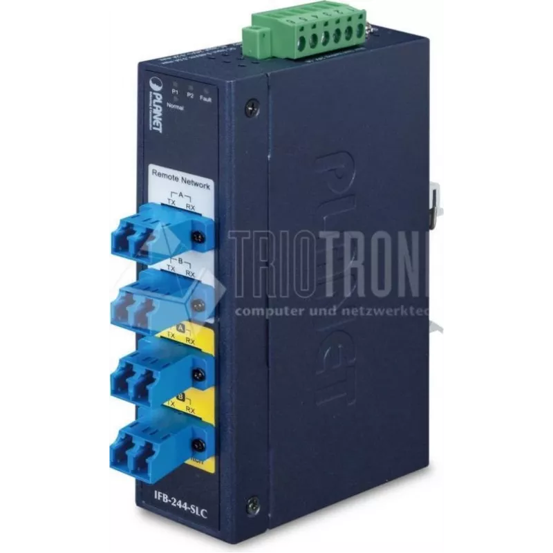 PLANET IFB-244-SLC Convertidor de medios industrial serie a fibra óptica de 2 canales (ST, multimodo, azul)