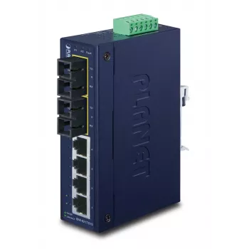 PLANET ISW-621TS15 switch Fast Ethernet industrial L2 no gestionado con 4x 10/100 + 2x 100Base-FX SC multimodo, montaje en carril DIN/pared, -40 a 75 °C
