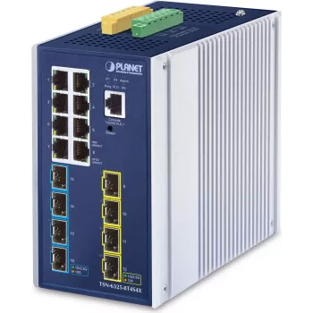 PLANET TSN-6325-8T4S4X switch TSN industrial L3 gestionado con 8x GbE RJ45, 4x 1G/2.5G SFP, 4x 10G SFP+