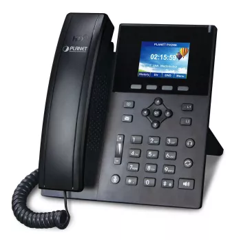 PLANET VIP-1260PT Teléfono IP PoE color de alta resolución con cámara 3MP, LCD de 6 líneas, negro