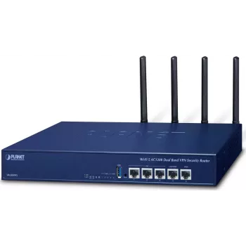 PLANET VR-300W5 router de seguridad empresarial Wi-Fi 5 AC1200 Dual-Band VPN con SD-WAN, firewall, VLAN, QoS, HA y controlador AP