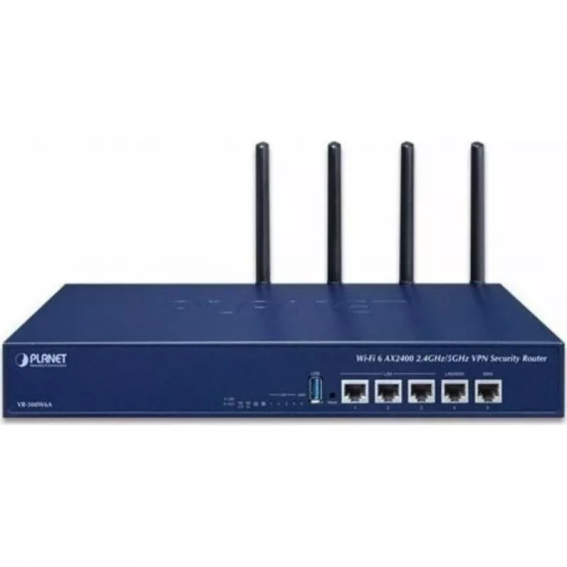 PLANET VR-300W6A router empresarial Wi-Fi 6 AX3000 Dual-Band Gigabit con VPN, VLAN, QoS, HA, controlador AP, 2x WAN SD-WAN, 3x LAN