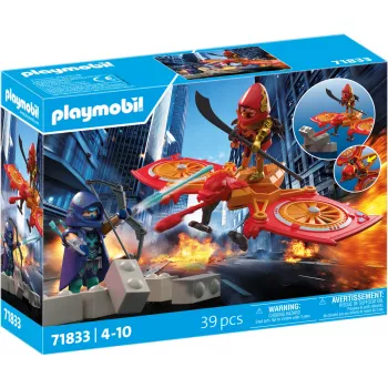 Playmobil 71833 Heroes: dron héroe contra ninja malvado
