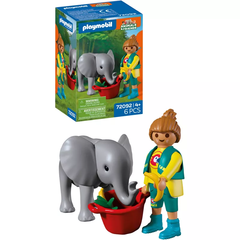 Playmobil 72092 Animals & Friends Zoo: cría de elefante y cuidador del zoo