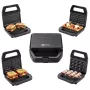 PMS 4-in-1 MELTO Sandwichera con placas intercambiables para sándwich, gofre, parrilla, galleta/fruto seco, 800 W, negro/plata