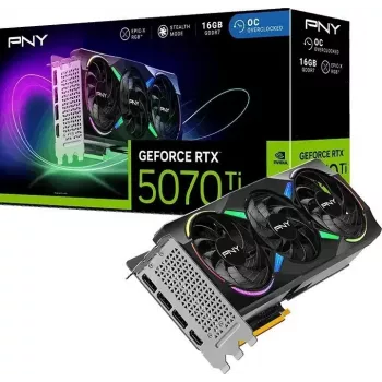 PNY GeForce RTX 5070 Ti EPIC-X RGB 16GB tarjeta gráfica, triple ventilador, 3x DisplayPort y HDMI