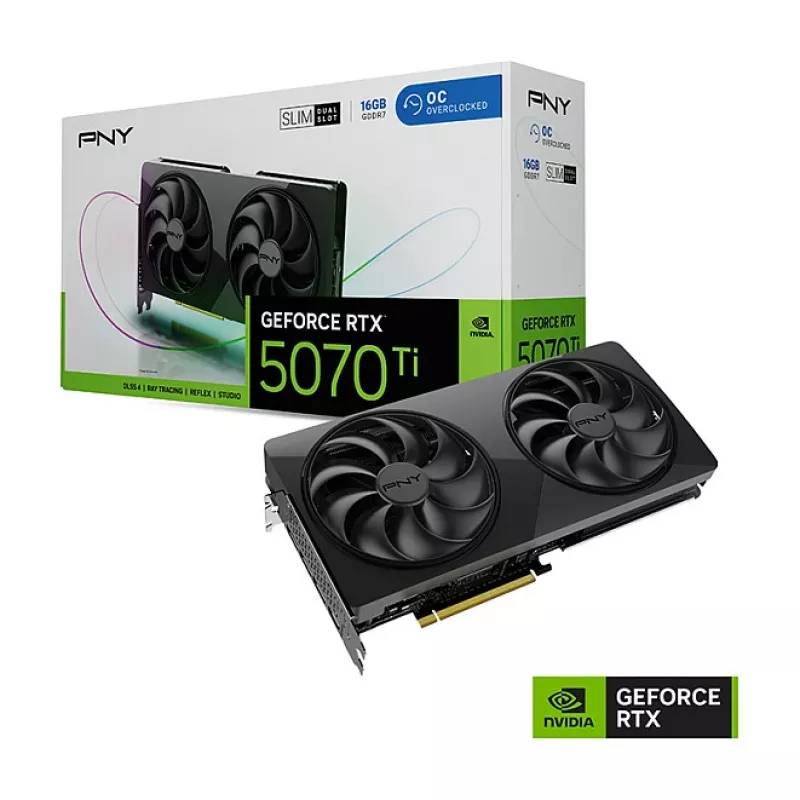 PNY GeForce RTX 5070 Ti Slim OC 16GB GDDR7 PCIe 5.0 Tarjeta gráfica
