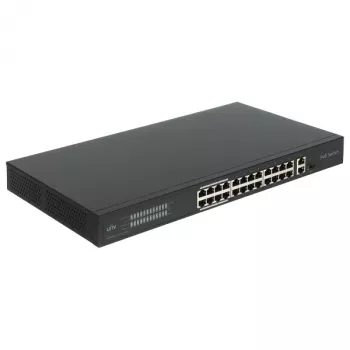 Switch PoE+ Gigabit 24 puertos POE LANG NSW3000-24T1GT1GC-POE-IN con 2 puertos uplink, 370W, no gestionado, montaje en rack 1U