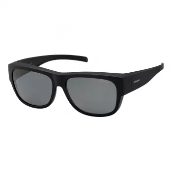 Polaroid Ancillaries PLD9003SDL5 Gafas de sol rectangulares unisex - Montura negra mate, lentes polarizadas grises