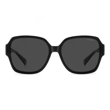 Polaroid Ancillaries PLD9021S807 Gafas de sol rectangulares unisex - Montura negra, lentes polarizadas grises