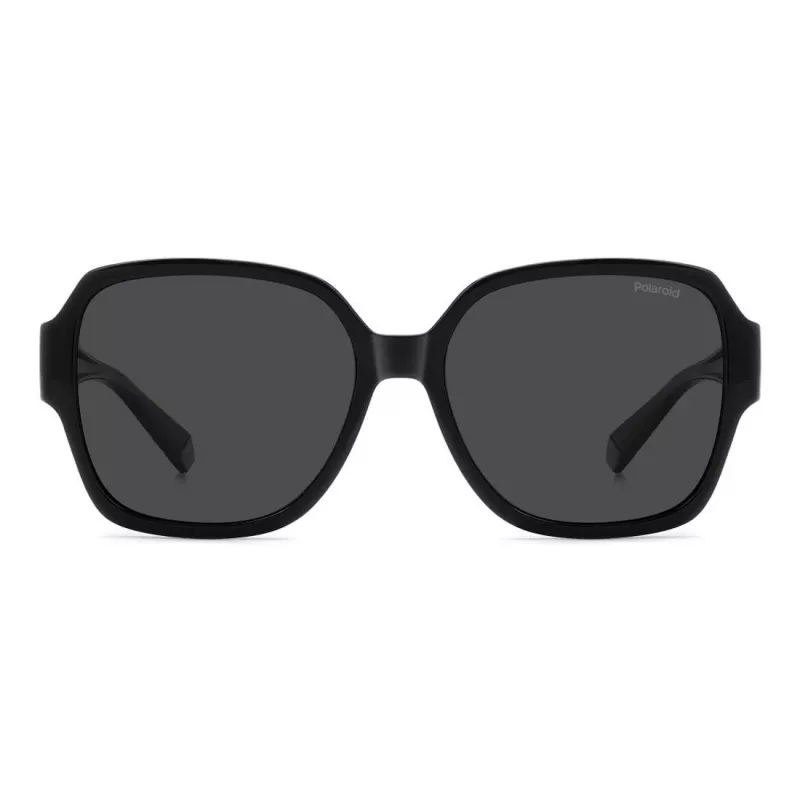 Polaroid Ancillaries PLD9021S807 Gafas de sol rectangulares unisex - Montura negra, lentes polarizadas grises