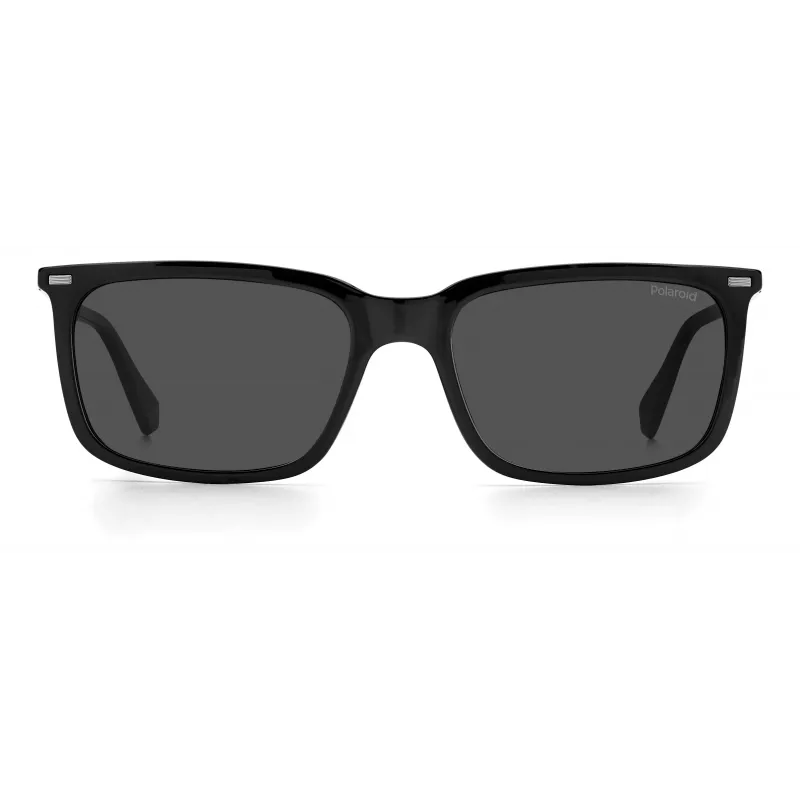 POLAROID Hombre PLD2117S807F5 Gafas de sol rectangulares - Montura negra lentes grises polarizadas 55mm