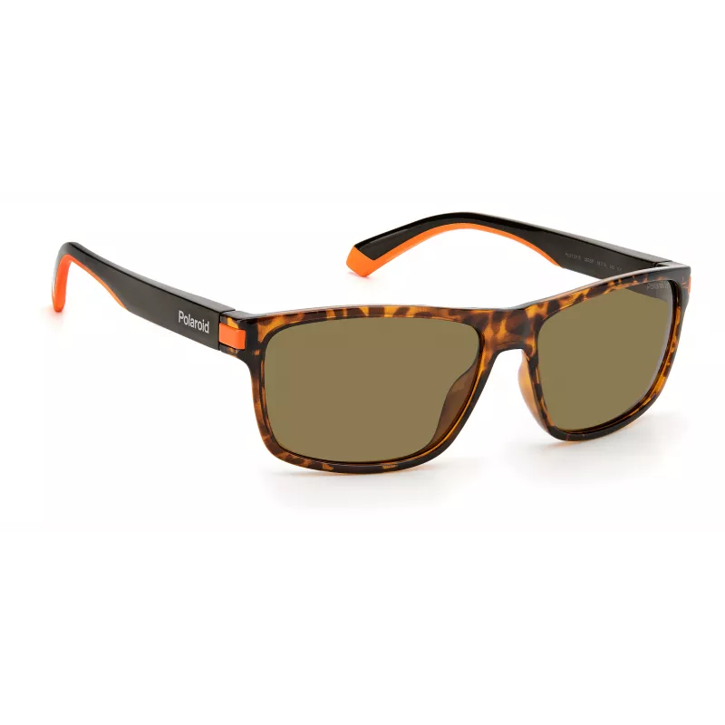 Gafas de sol de hombre Polaroid PLD2121SL9G cuadradas Havana con lentes verdes polarizadas 58/15/140 mm