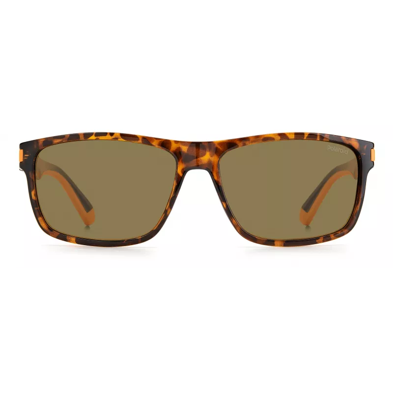 Gafas de sol de hombre Polaroid PLD2121SL9G cuadradas Havana con lentes verdes polarizadas 58/15/140 mm