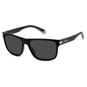 Polaroid Gafas de sol cuadradas para hombre PLD2123S08A - Montura negra, lentes polarizadas grises