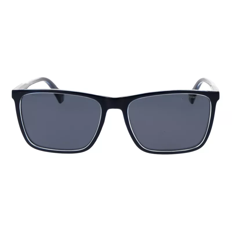 Polaroid PLD 4180/S Gafas de sol rectangulares para hombre - Montura negra lentes polarizadas gris/verde 58mm