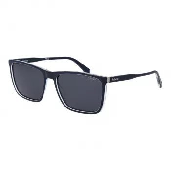Polaroid PLD 4180/S Gafas de sol rectangulares para hombre - Montura negra lentes polarizadas gris/verde 58mm