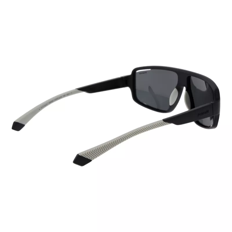 Gafas de sol rectangulares de hombre Polaroid PLD 7054/S - Montura negro mate, cristales verdes polarizados - 61/12/140 mm