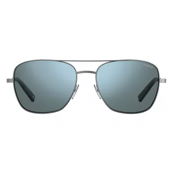Gafas de sol rectangulares para hombre Polaroid PLD2068SX6LB5 con lentes polarizadas, negro/gris, 58 mm