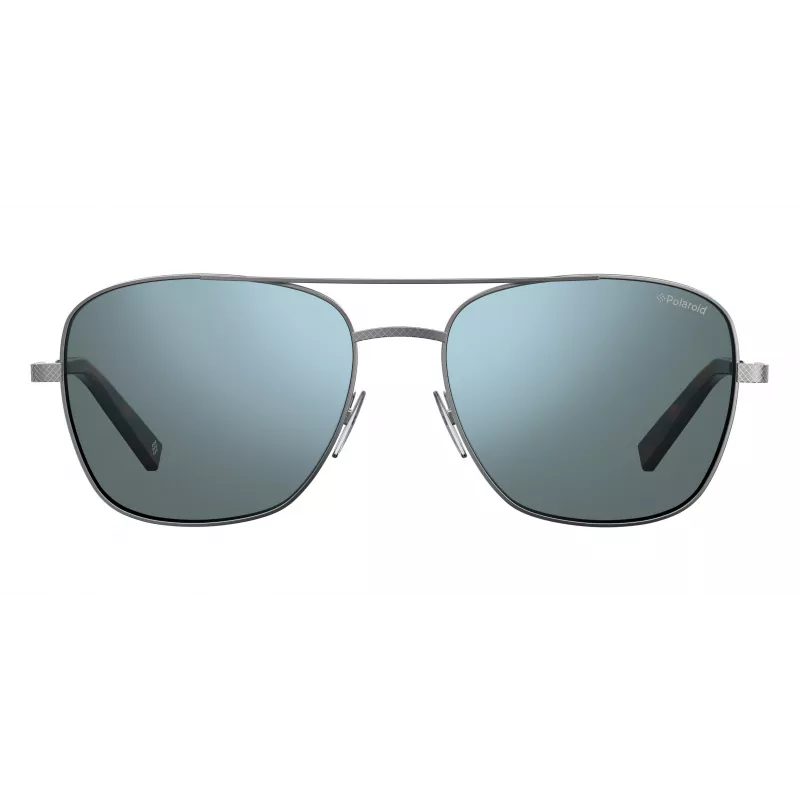 Gafas de sol rectangulares para hombre Polaroid PLD2068SX6LB5 con lentes polarizadas, negro/gris, 58 mm