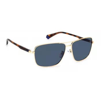 POLAROID PLD2119GSJ5GC Gafas de sol aviador para hombre - Montura dorada, lentes verdes polarizadas