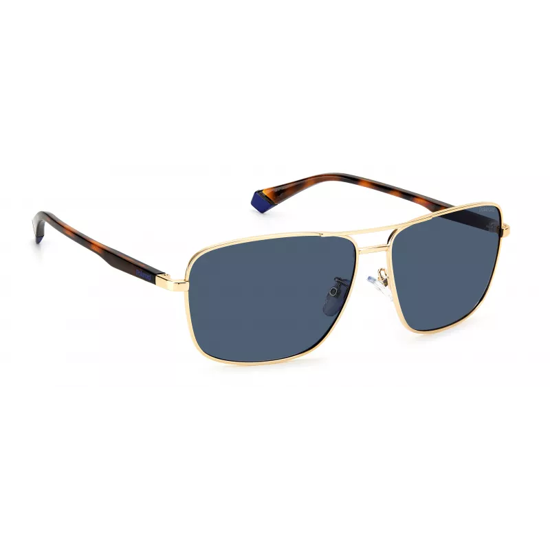 POLAROID PLD2119GSJ5GC Gafas de sol aviador para hombre - Montura dorada, lentes verdes polarizadas