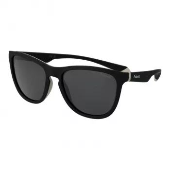 Polaroid PLD2133S08AM9 Gafas de sol rectangulares unisex - Montura negra, lentes grises polarizadas, 56 mm