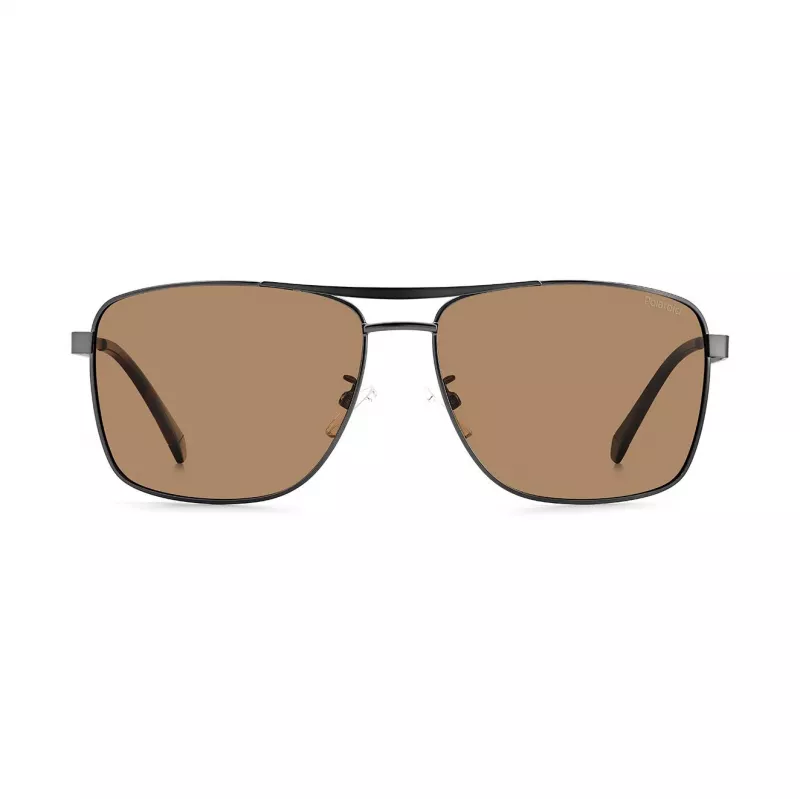 Gafas de sol rectangulares polarizadas de hombre Polaroid PLD2136GSXR8 - montura negra lentes grises 61mm