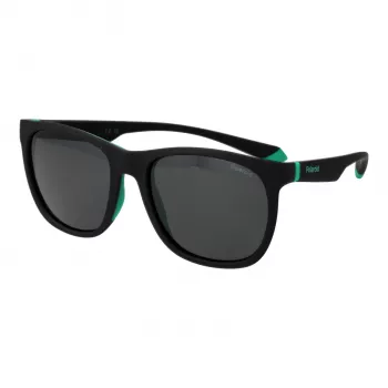 POLAROID PLD2140S543OL Gafas de sol cuadradas unisex - Montura de acetato havana, lentes de policarbonato verdes polarizadas, protección UV400