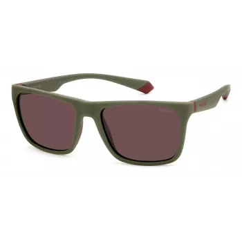 Polaroid PLD2141S0L9 Gafas de sol rectangulares unisex - Montura Havana, lentes polarizadas marrones