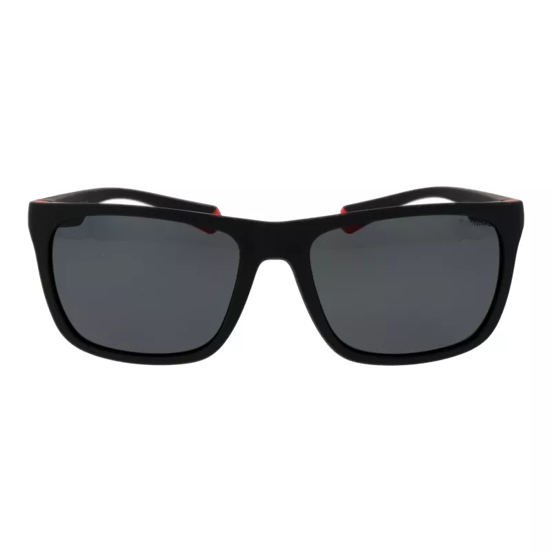 Polaroid PLD2141S56BLX Gafas de sol unisex rectangulares - cristales azules, montura negra, polarizadas UV400