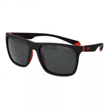 Polaroid PLD2141S56BLX Gafas de sol unisex rectangulares - cristales azules, montura negra, polarizadas UV400