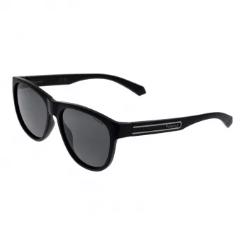 Gafas de sol unisex Polaroid PLD2156S56003 rectangulares - montura negra, lentes grises polarizadas TAC, protección UV400